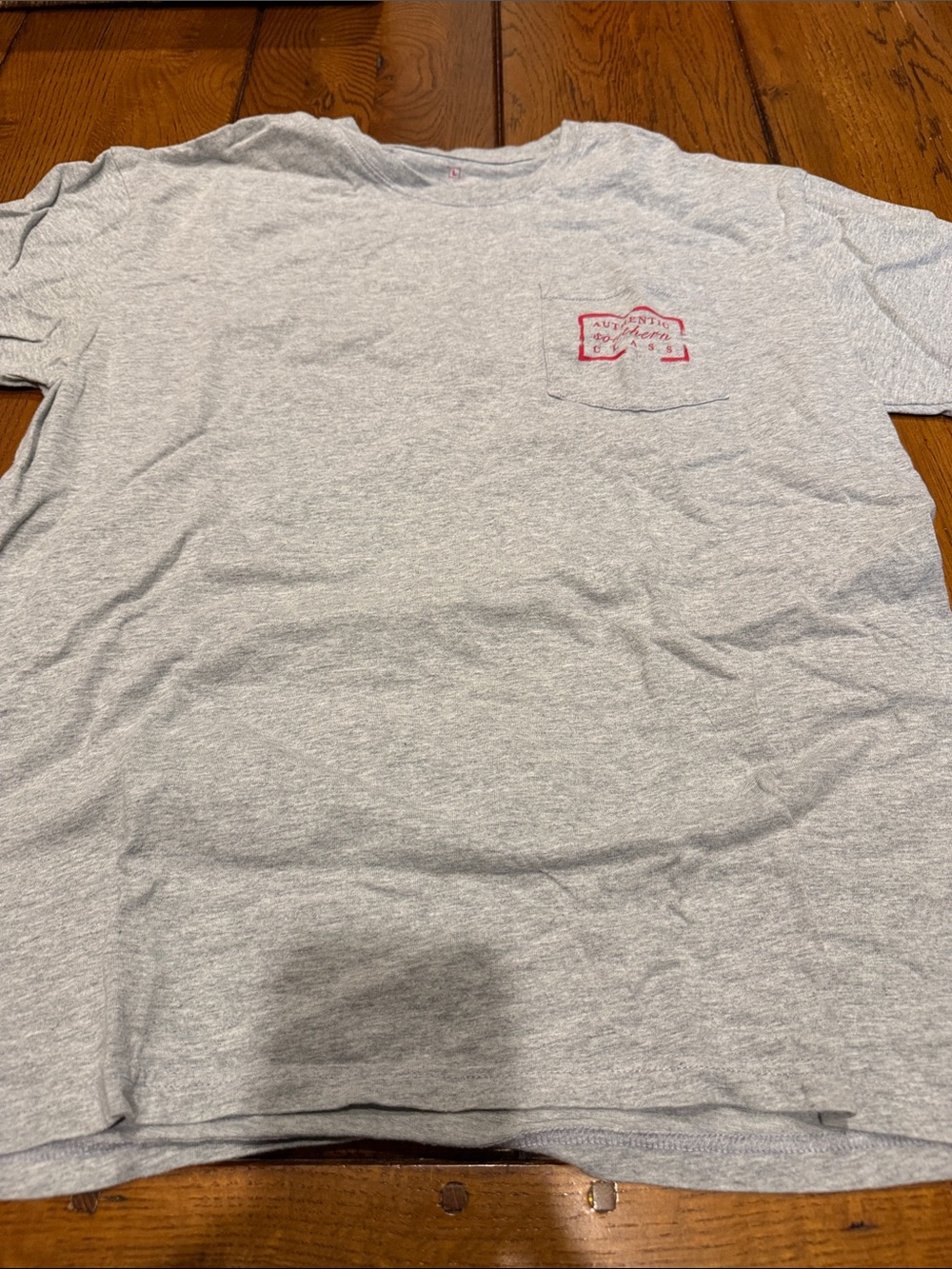 Southern Marsh Gray Pocket Tee with Red Logo